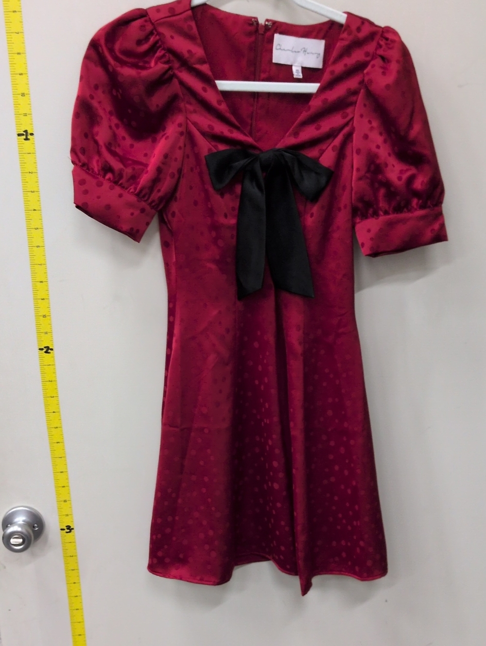 Charles Henry Dot Jacquard Satin Mini Dress